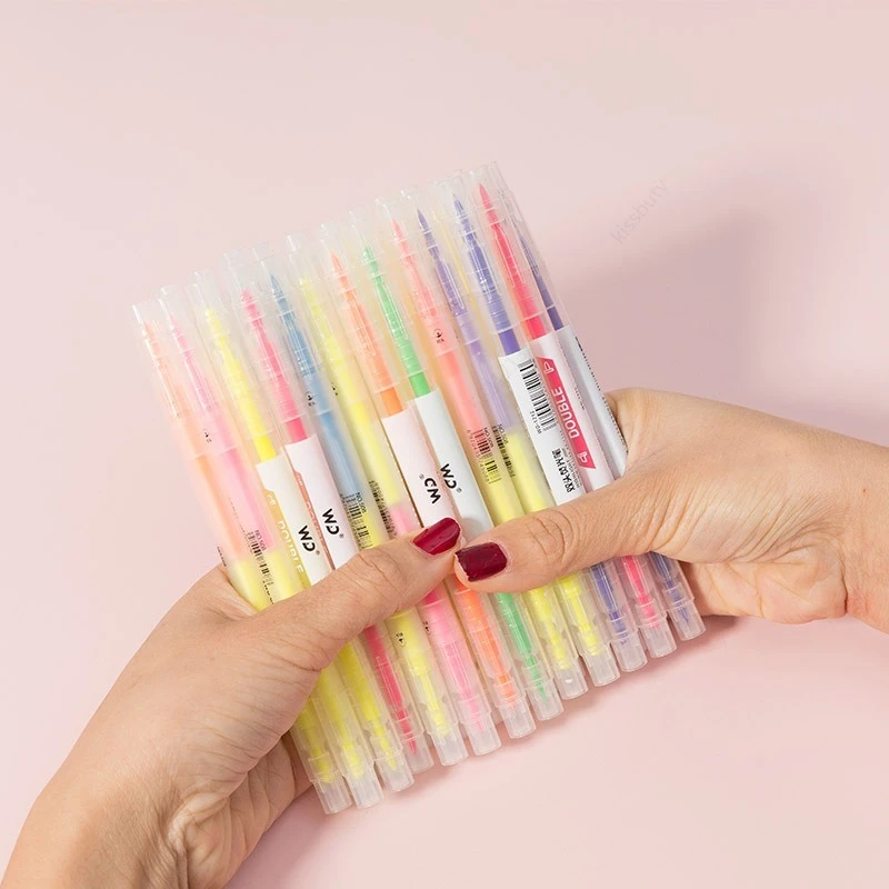 6 Colors/Set Double Head Uniqu - Pastel Highlighter Set Double Ended recension och pris